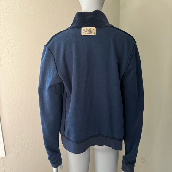 JUICY COUTURE Rare Vintage 2006 Velour Track Jacket Zip Up Navy Blue Size Medium - Picture 13 of 16